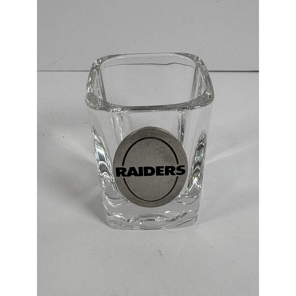 Las Vegas Raiders Pewter Emblem Square Shot Glass NFL 2003 Barware